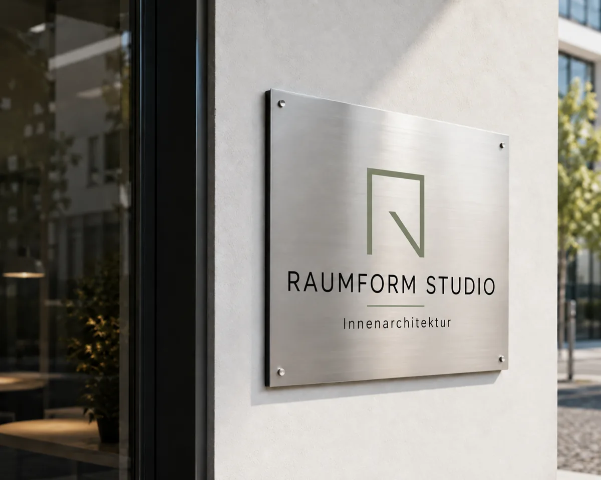 Firmenschild aus gebürstetem Aluminium