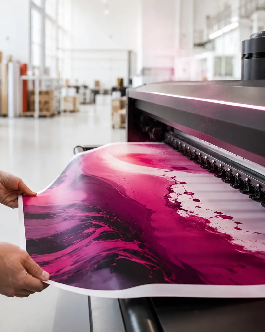 Großformatdruck in der Produktionshalle der Druckerei DruckPoint in Wien-Favoriten